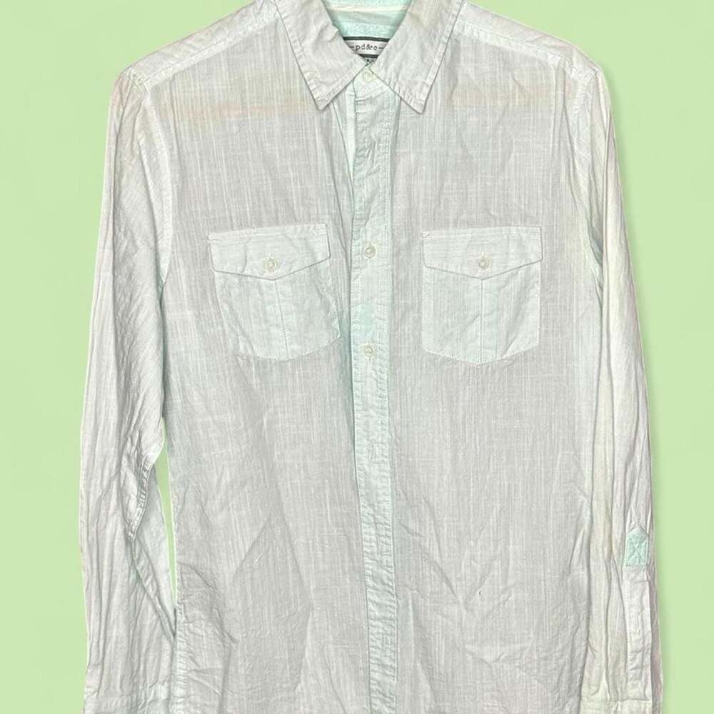 pd&c White Button-Up Shirt Men's Size M Long Sleeve
